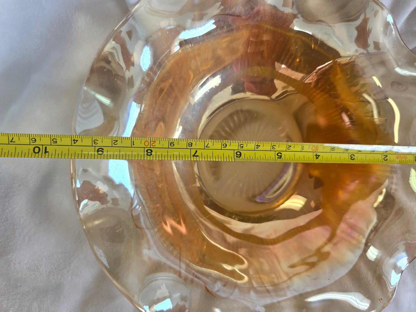 Vintage Jeannette Glass Floragold Louisa pattern Carnival glass serving bowl wit image 7