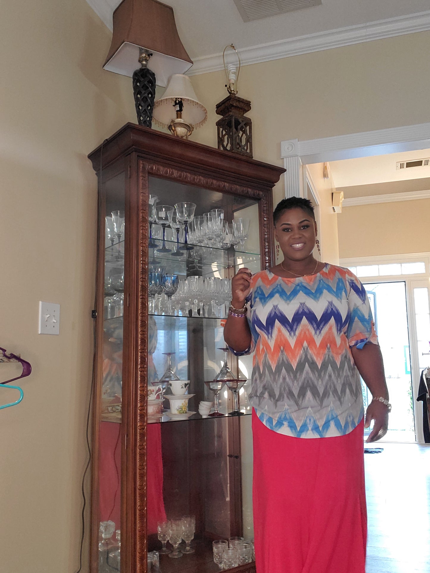 Woman blue and orange multicolor color blouse image 8
