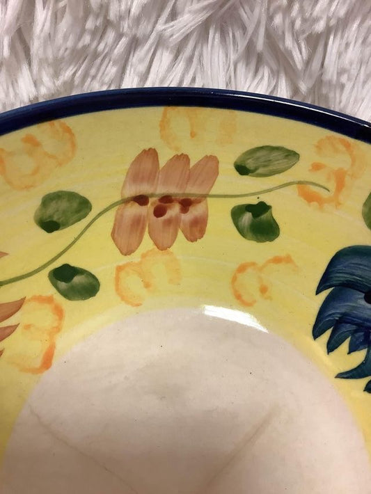 Floral Yellow Bowl(small Cracks Inside And Outside The Bowl) image 1