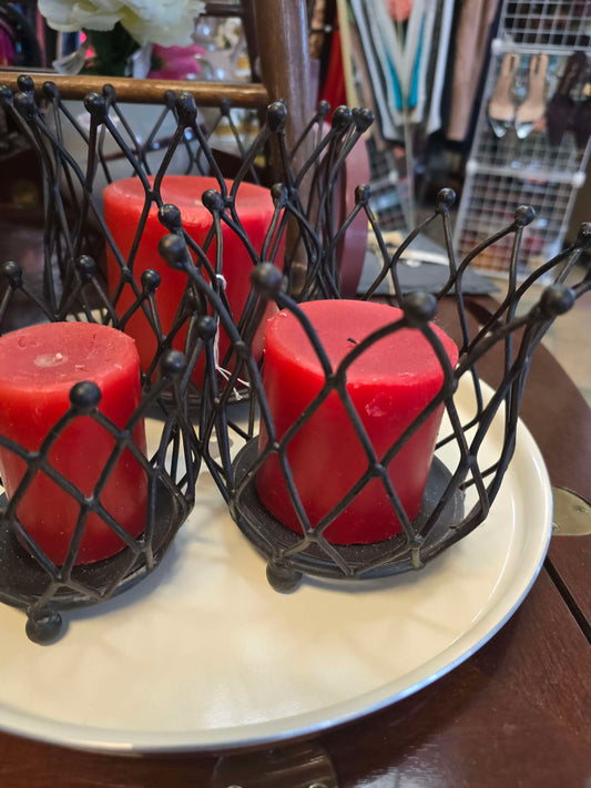 3 piece metal black candle holder image 1