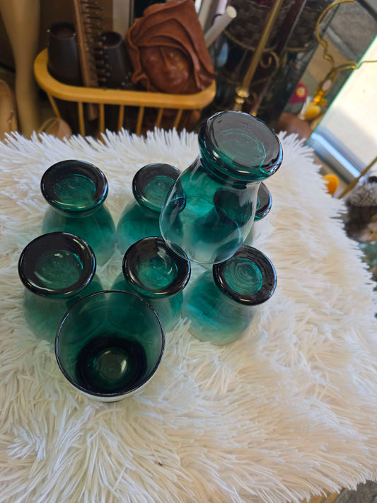 8 piece Green Ombre Frosted juice glassware image 1