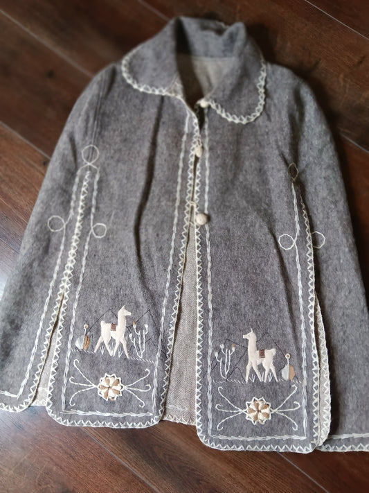 Authentic Alpaca poncho gray image 1