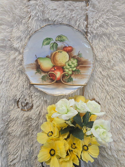 Vintage Japanese Porcelain Decorative Plate Hand Painted Fruit Signed K. Fujita image 1