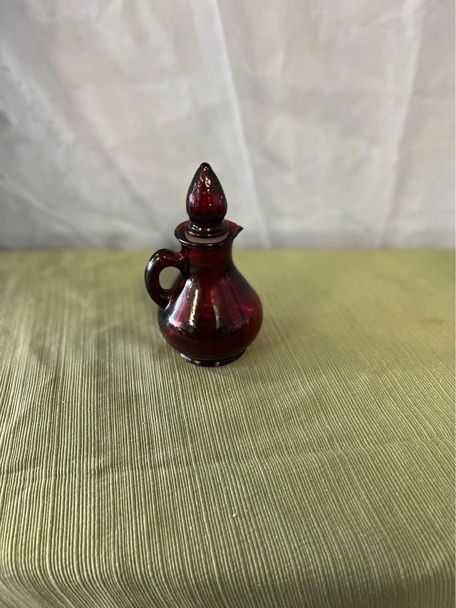 Vintage Red Avon glass cruet bottle image 5