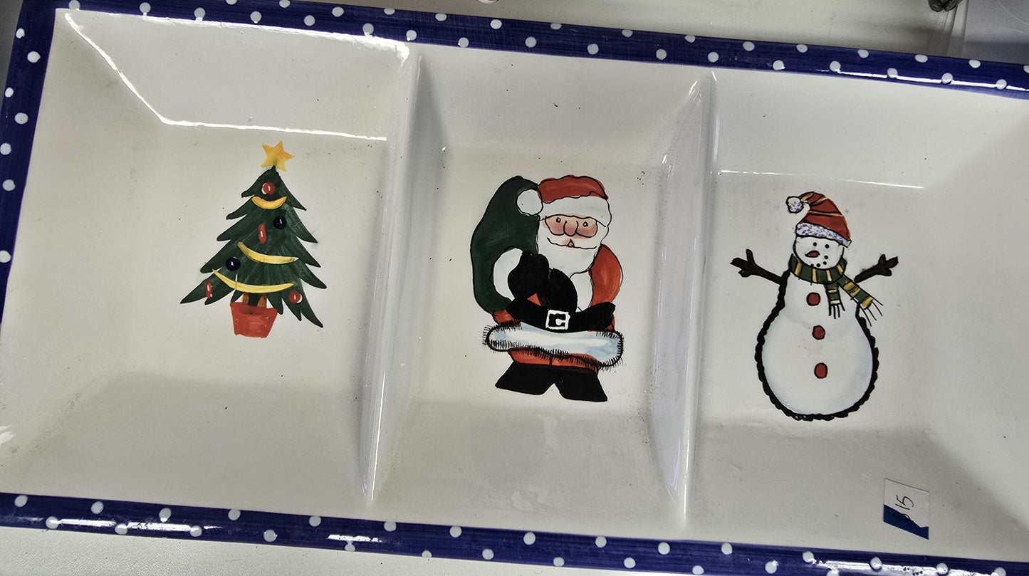 3 compartment Christmas decorative serving platter image 3