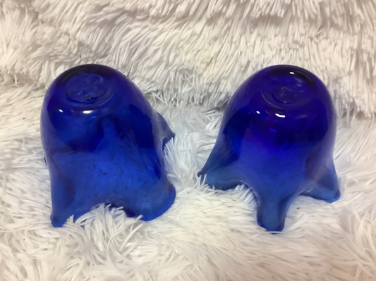 2 Handkerchief style cobalt blue glass vase image 1