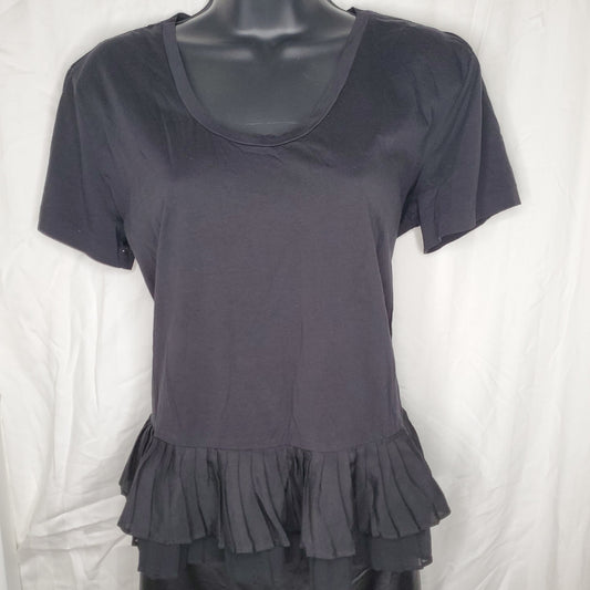 J crew pleated hem black blouse size 8 image 1
