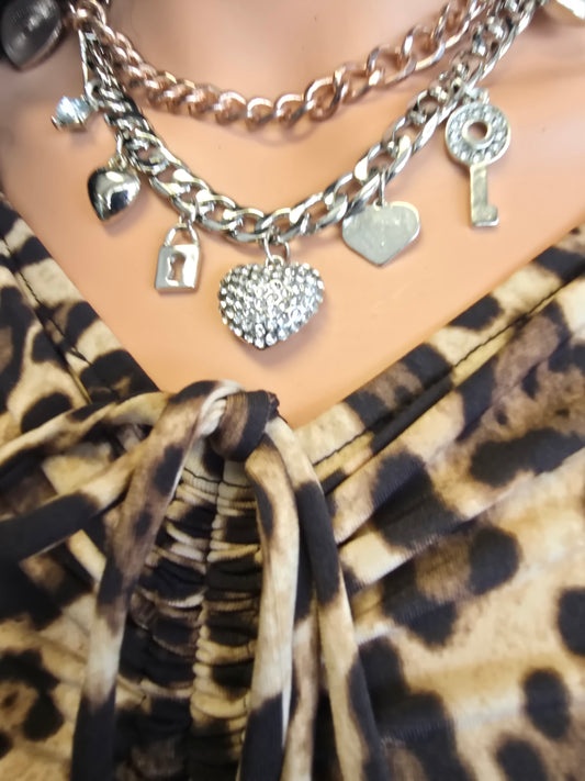 Silver color charm necklace image 1