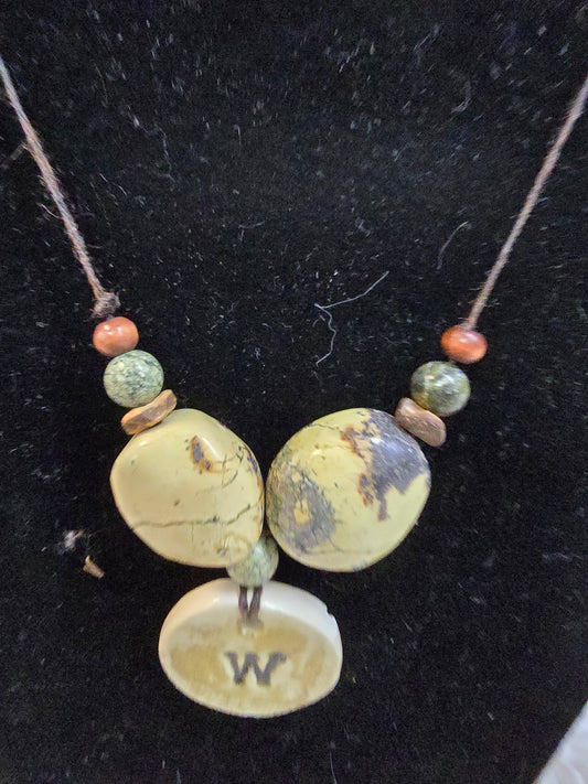 Wax and stone engraved necklace image 1
