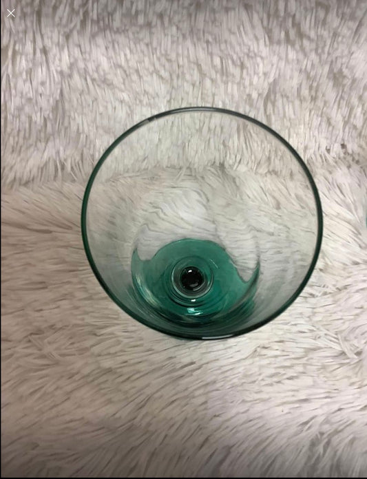set of 3 Green based crystal glasses image 1