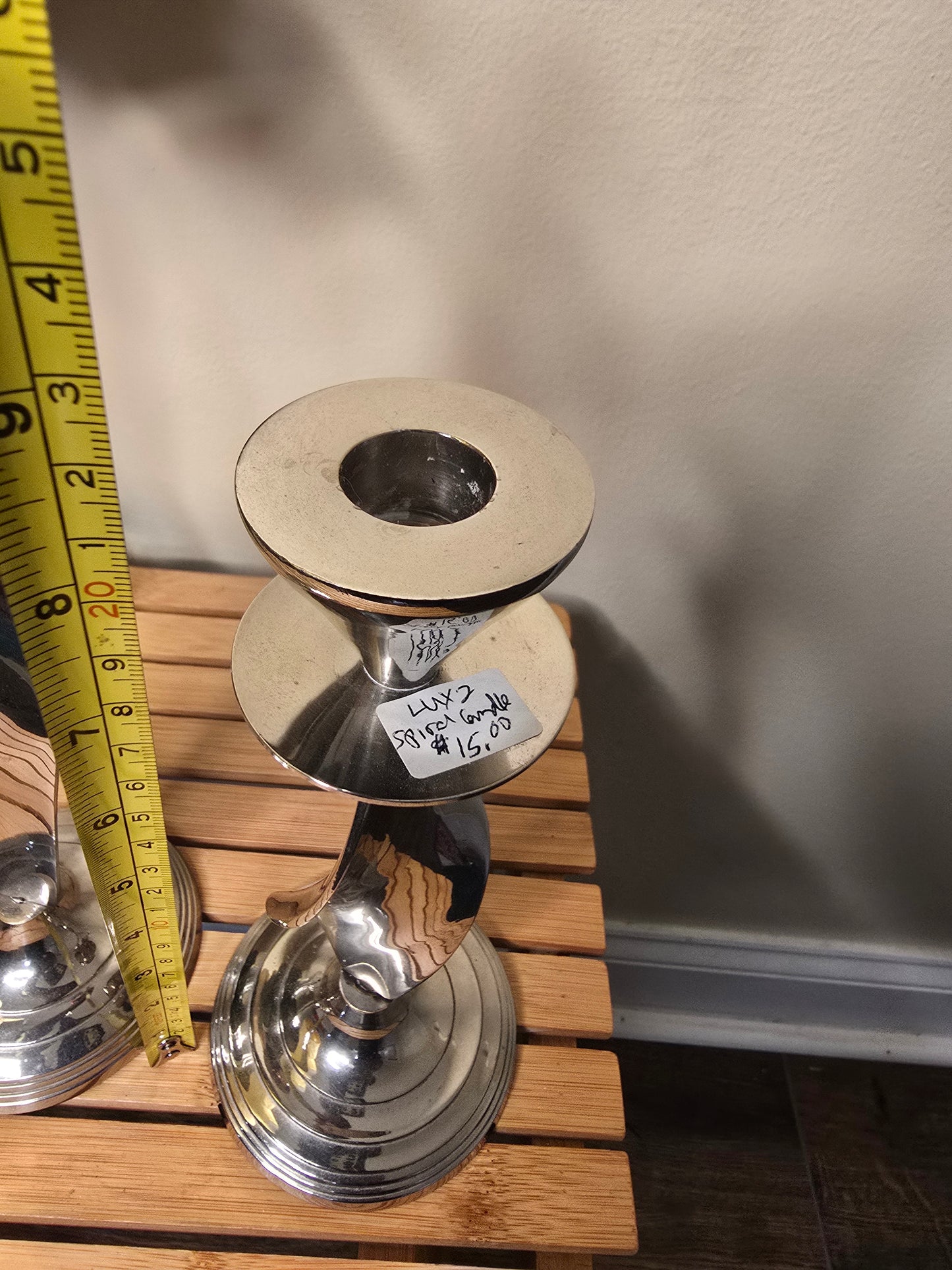 Pair of silver color candle holder image 7