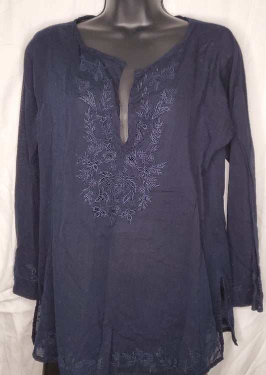 J crew blue crochet blouse size medium image 1