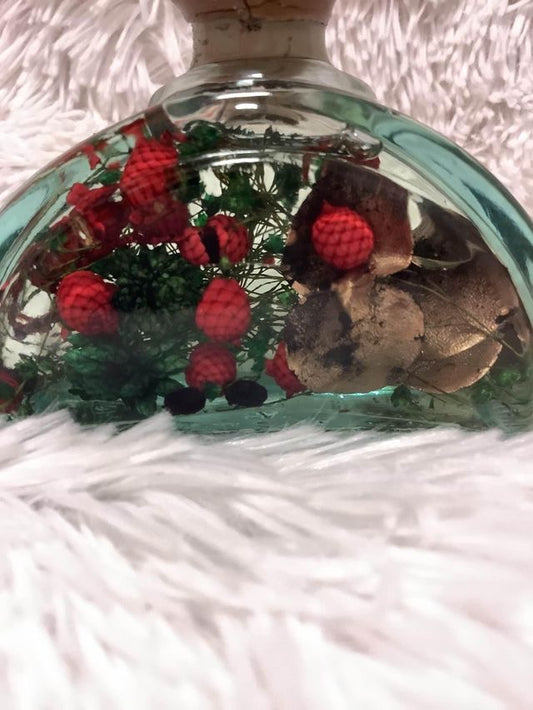 Decorative Bottlefilled with flowers and gold leaf image 1