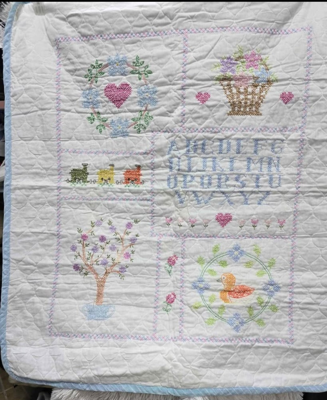 Vintage Cross stitched baby blanket image 4
