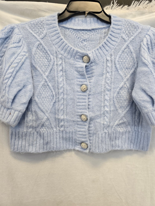 Crop top knitted blue sweater image 1