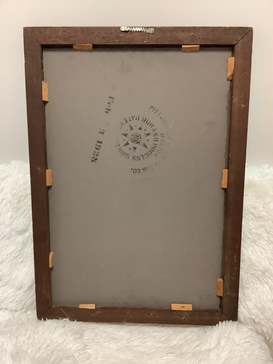 Antique Pittsburg plate glass co. 1928 original mirror wooden frame image 4