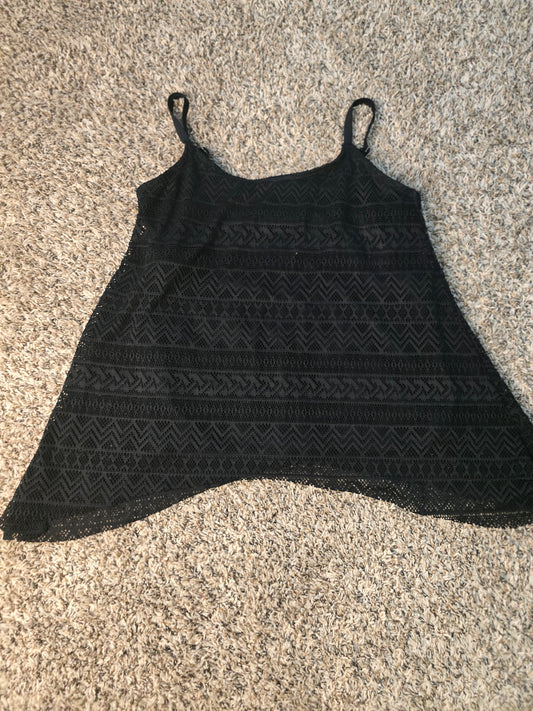 Black knitted Lace Sleeveless Beach Cover-Up Top