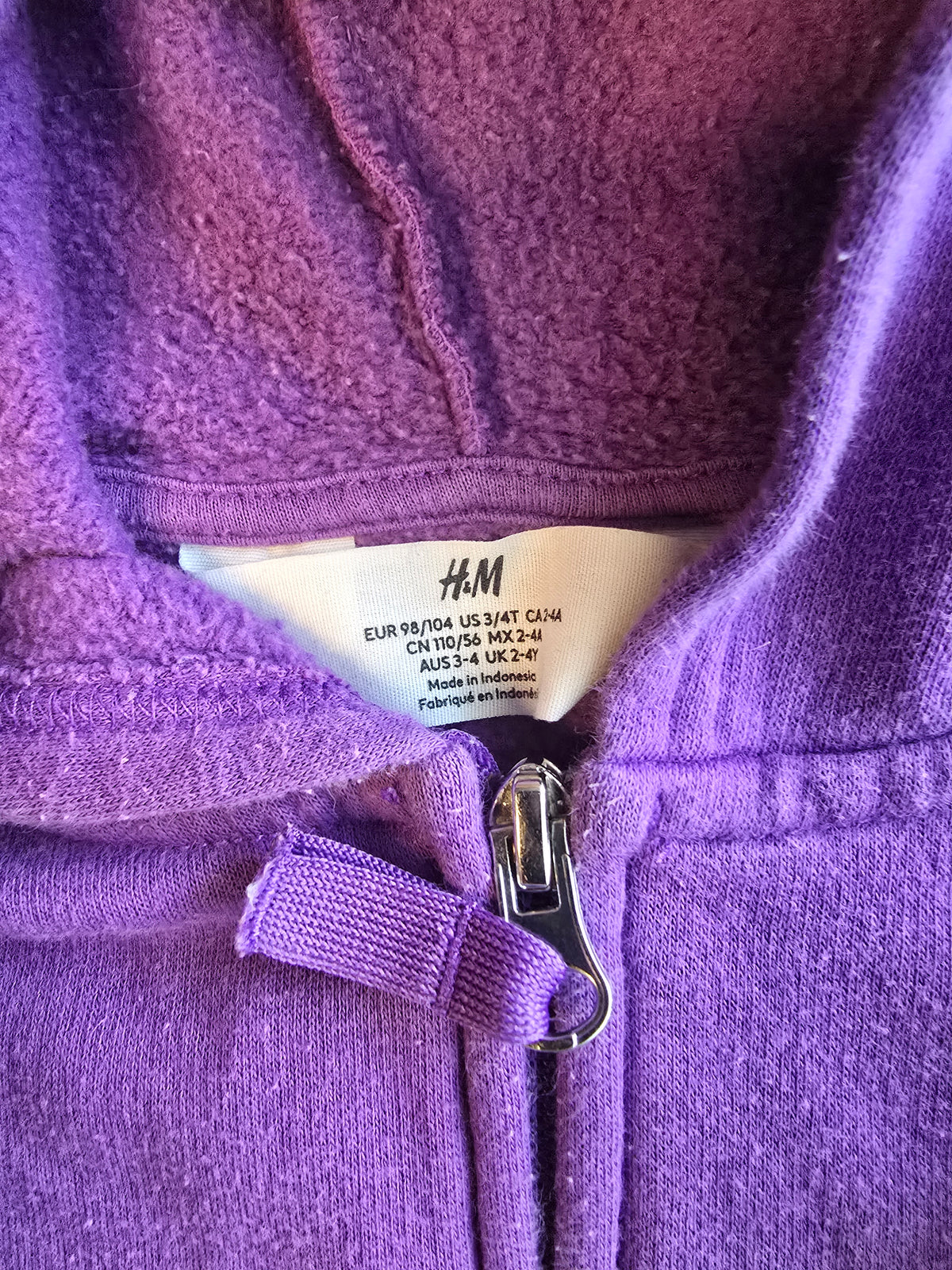 Girls H&M Purple Zip-Up Hoodie & DKNY Heart Print Leggings Set Size 4