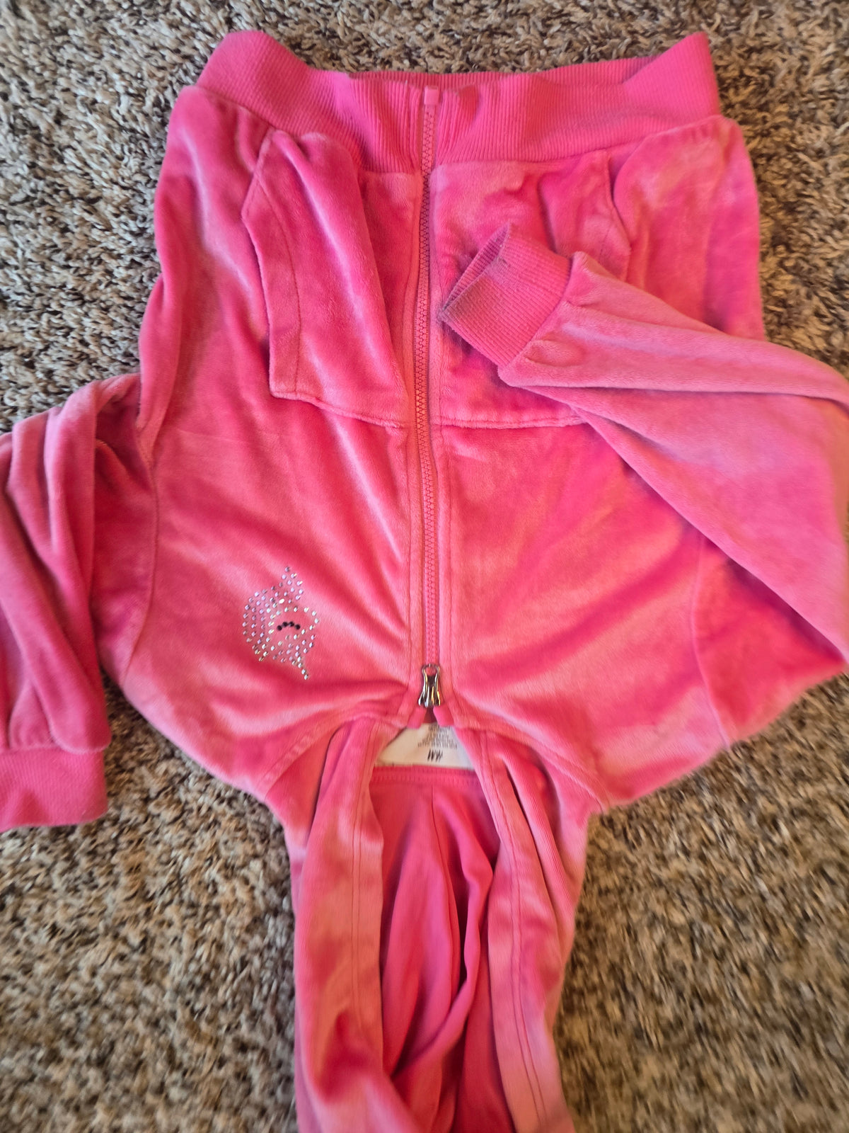 Girls H&M Pink Velour Hoodie & Blue Denim Joggers Mix & Match Set Size 3–4Y