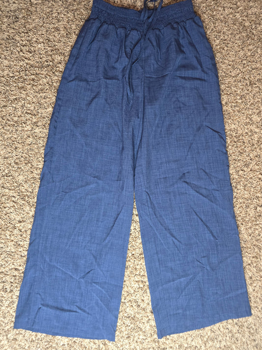 SHEIN Women's Blue Smocked Hem Wide Leg Pants – Size Large