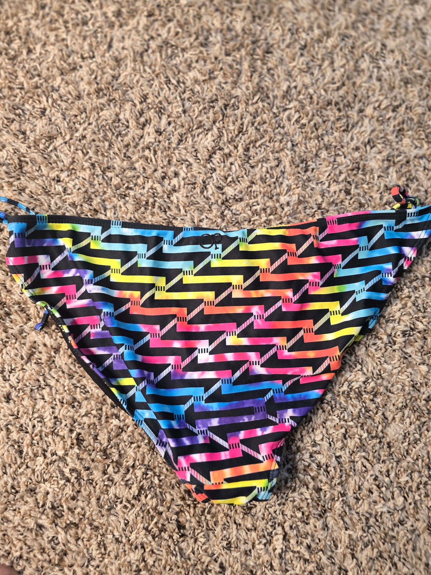 🌈 OP Colorful Geometric Tie-Side Bikini Bottom