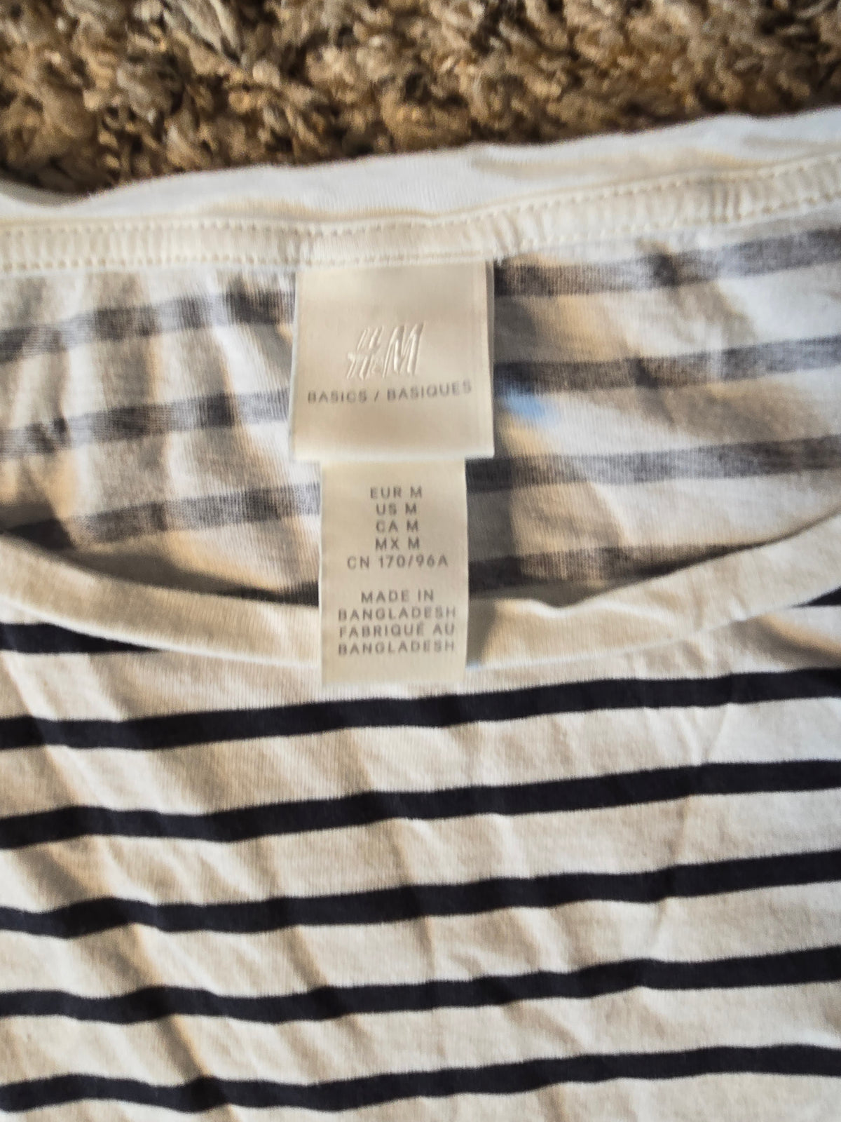 H&M Women's Black & White Striped Short Sleeve T-Shirt – Size Medium