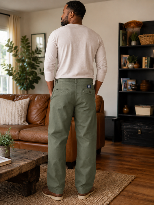 Dockers Men’s Olive Green Pleated Pants – Classic Fit 33x30
