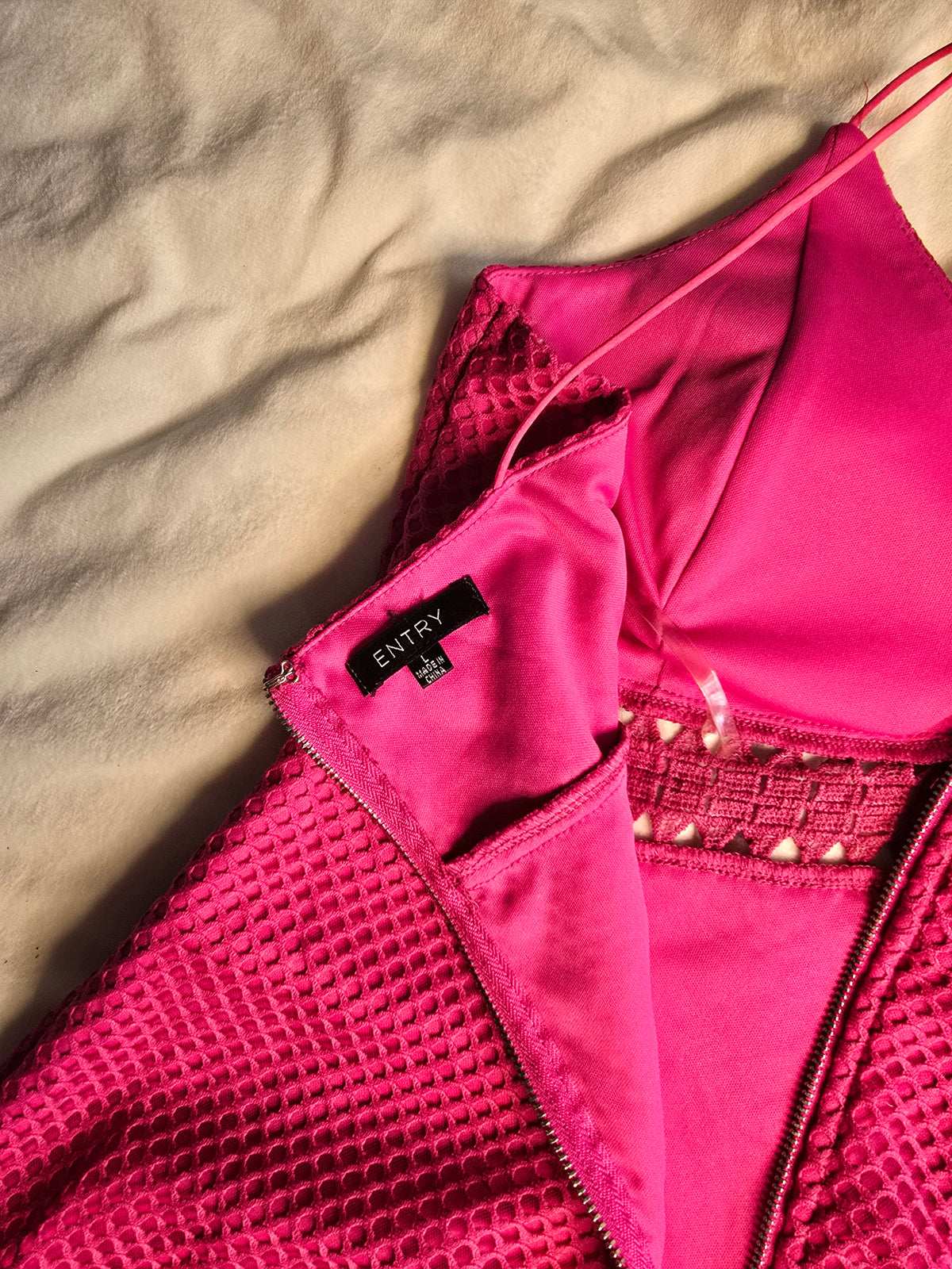 hot pink/fuchsia fitted dress size L
