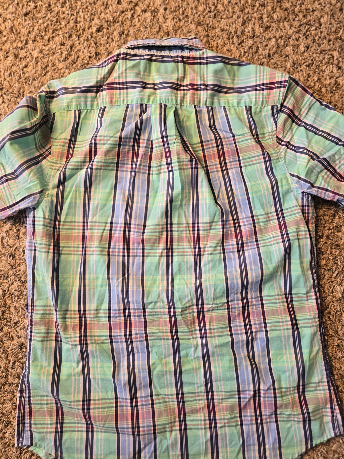 U.S. Polo Assn. Men’s Small Plaid Short Sleeve Button Down Stretch Shirt Green Blue