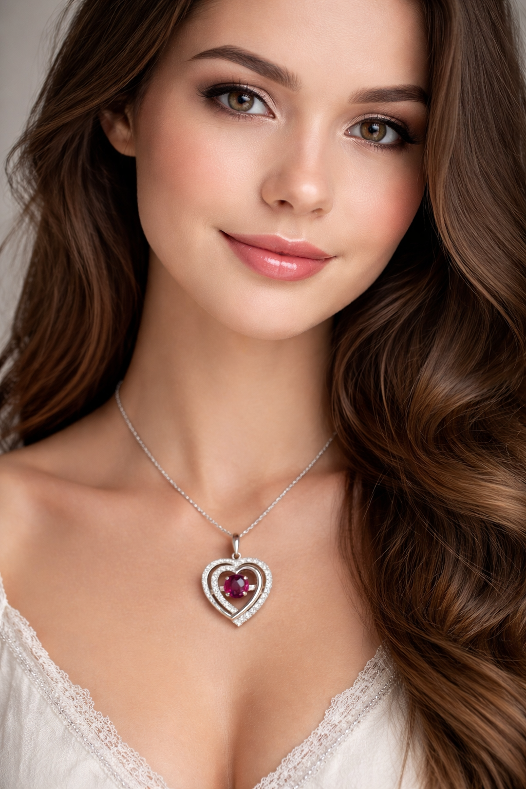 Double Heart Crystal Pendant Necklace image 0