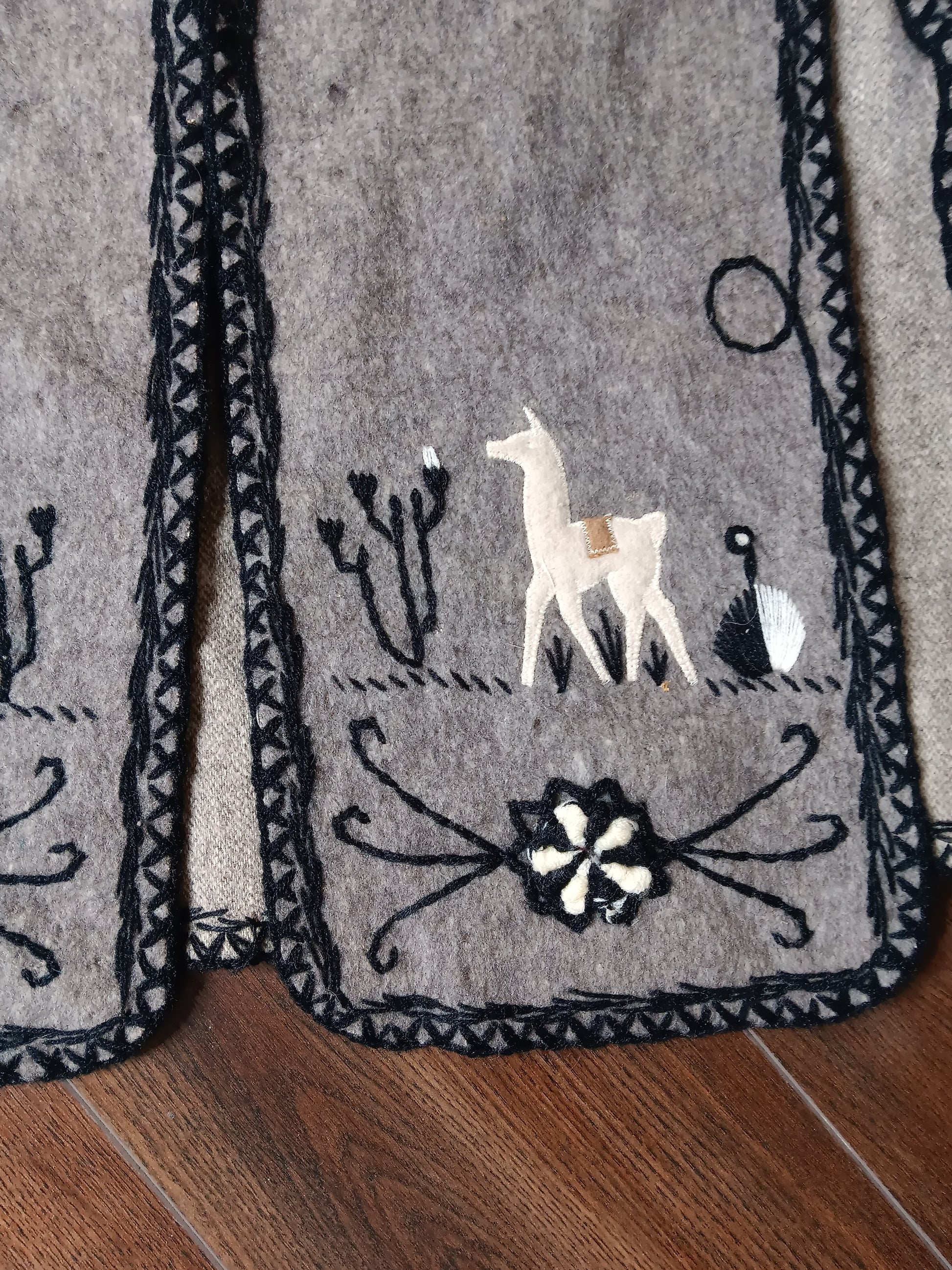Authentic Gray and black alpaca poncho image 3