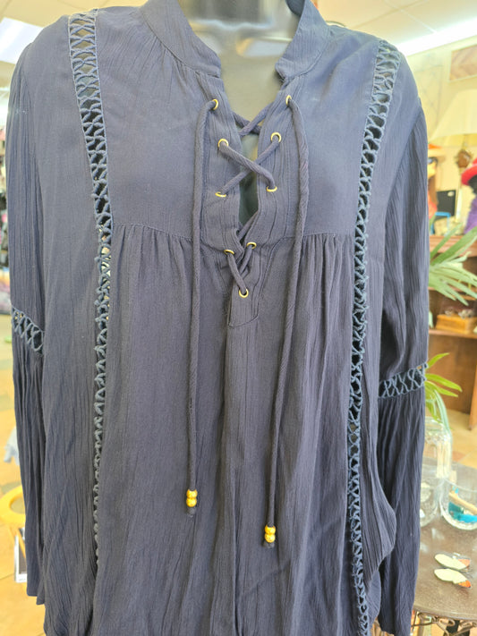 Blue long sleeve blouse size L image 1