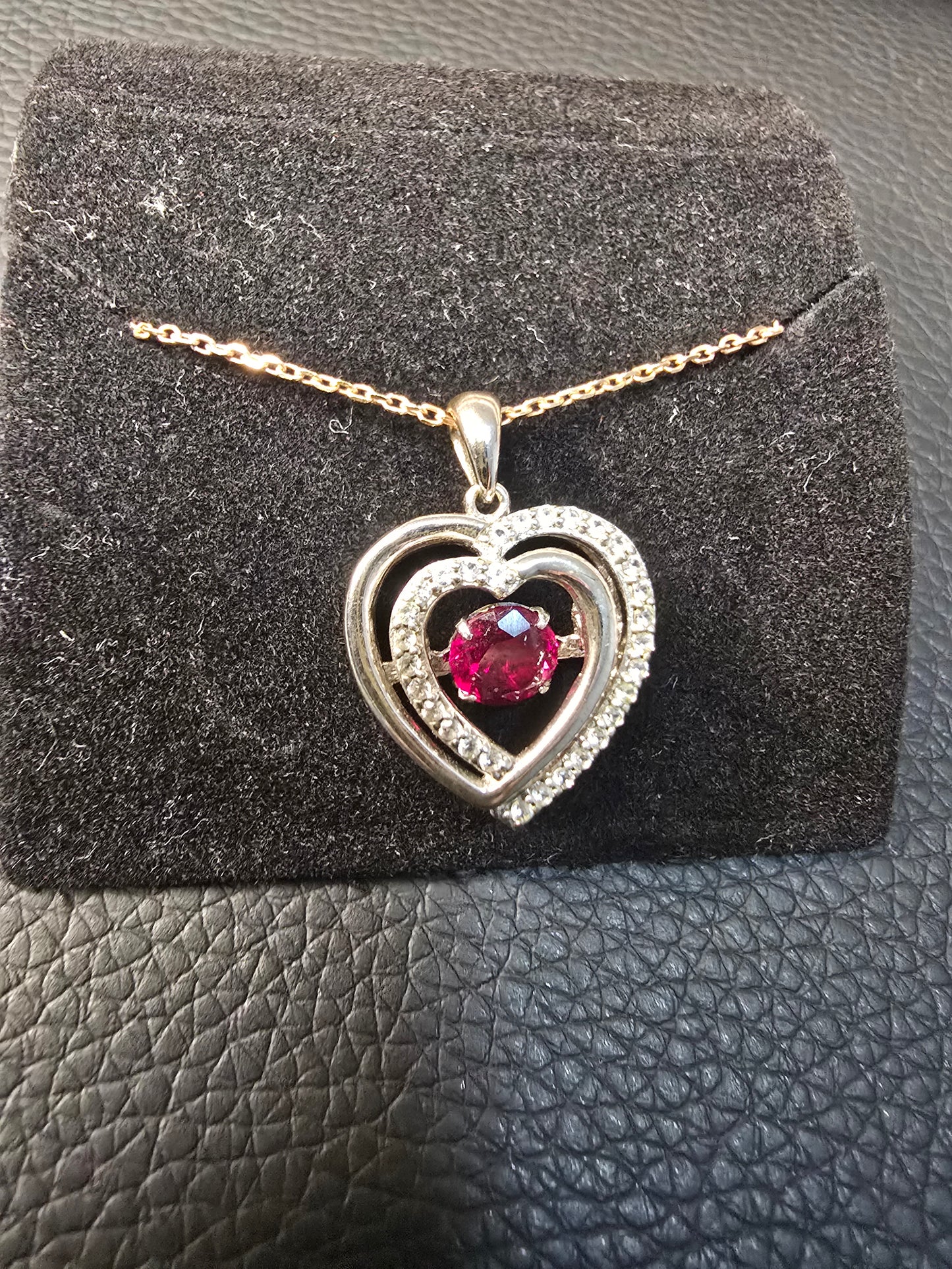 Double Heart Crystal Pendant Necklace image 4