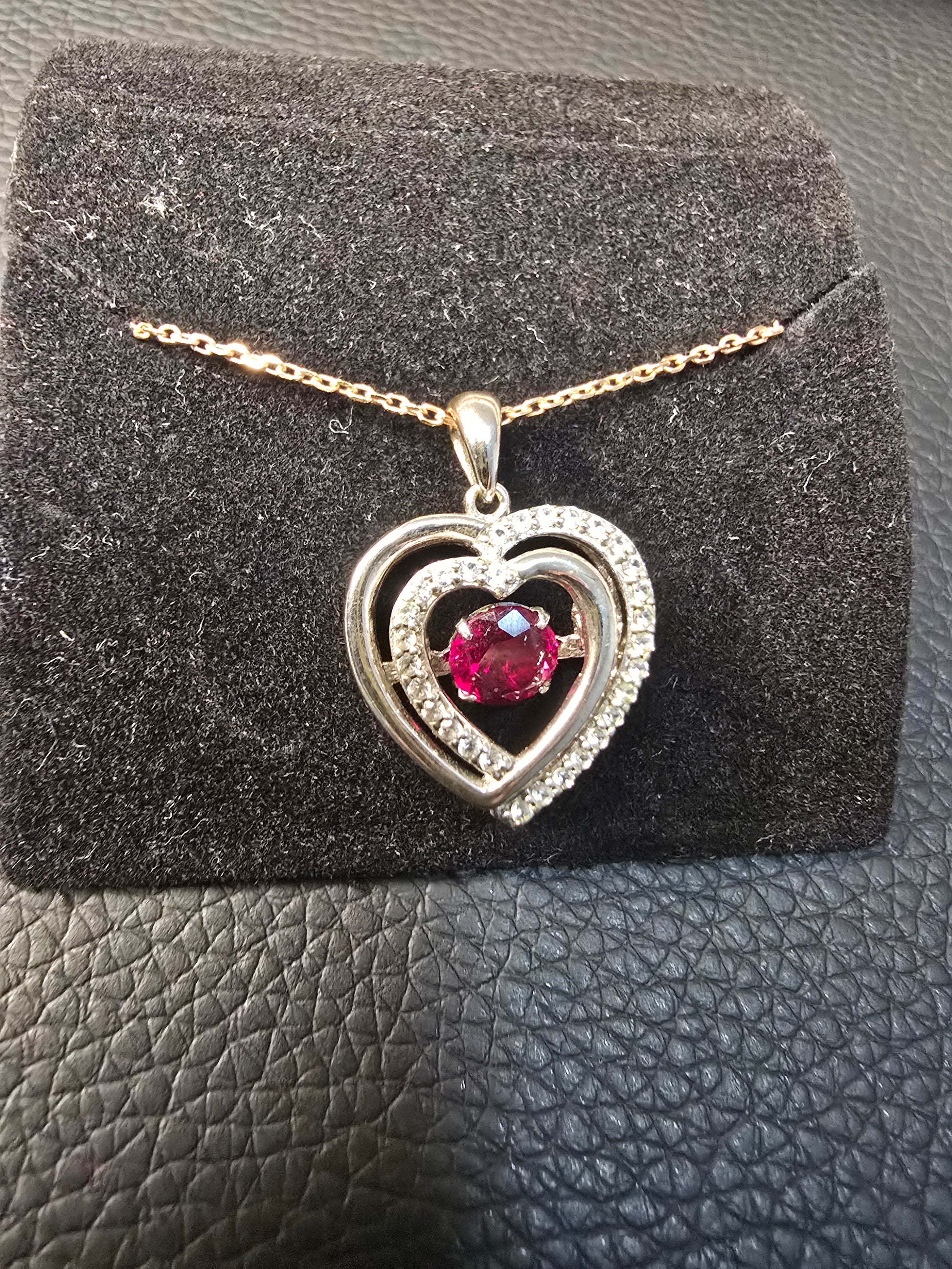 Double Heart Crystal Pendant Necklace image 4