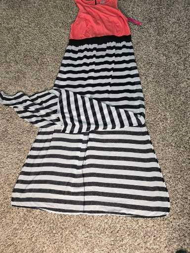 xhilaration coral and striped maxie dress size XL image 4