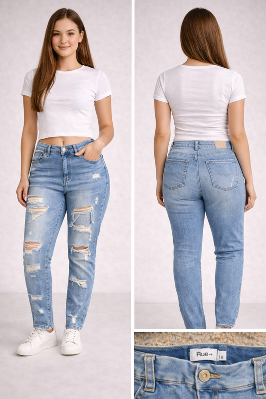 Rue+ Size 18 Distressed Skinny Jeans Women Light Wash Ripped Stretch Denim Plus  image 0