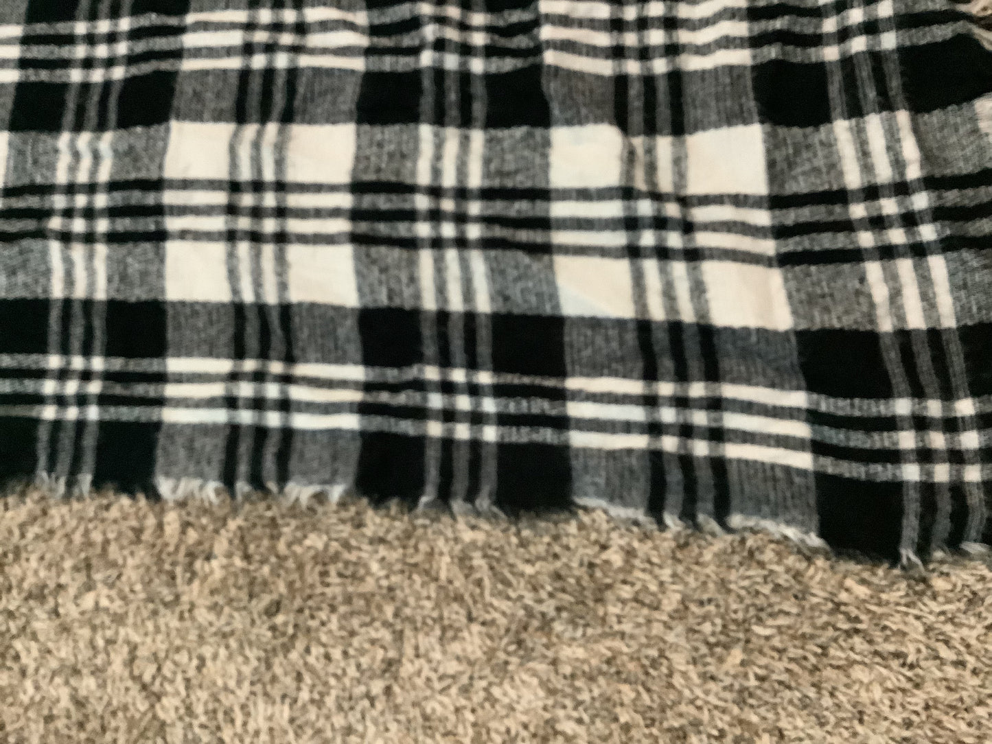 Long Black and white plaid Scarf image 3