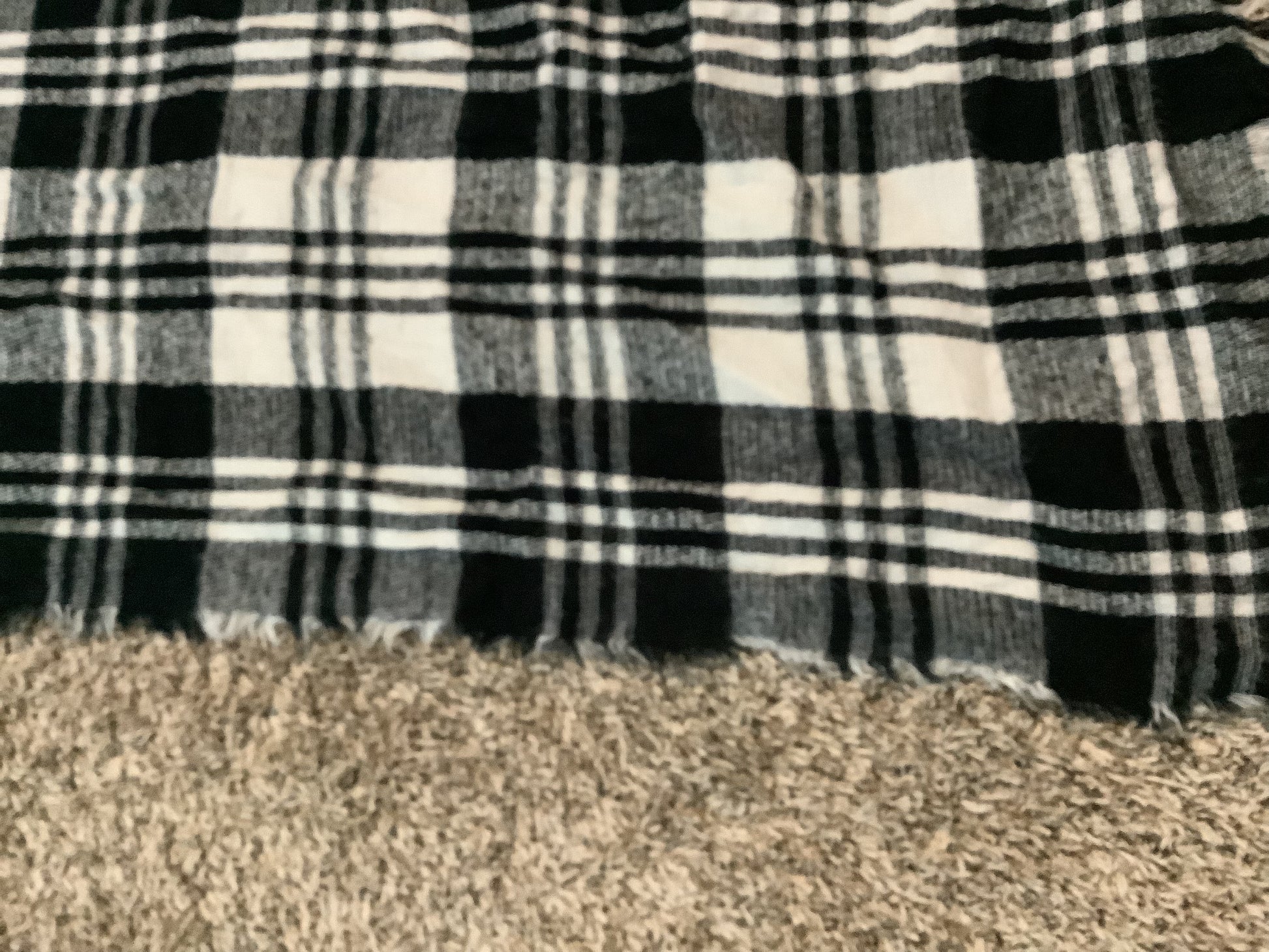 Long Black and white plaid Scarf image 3