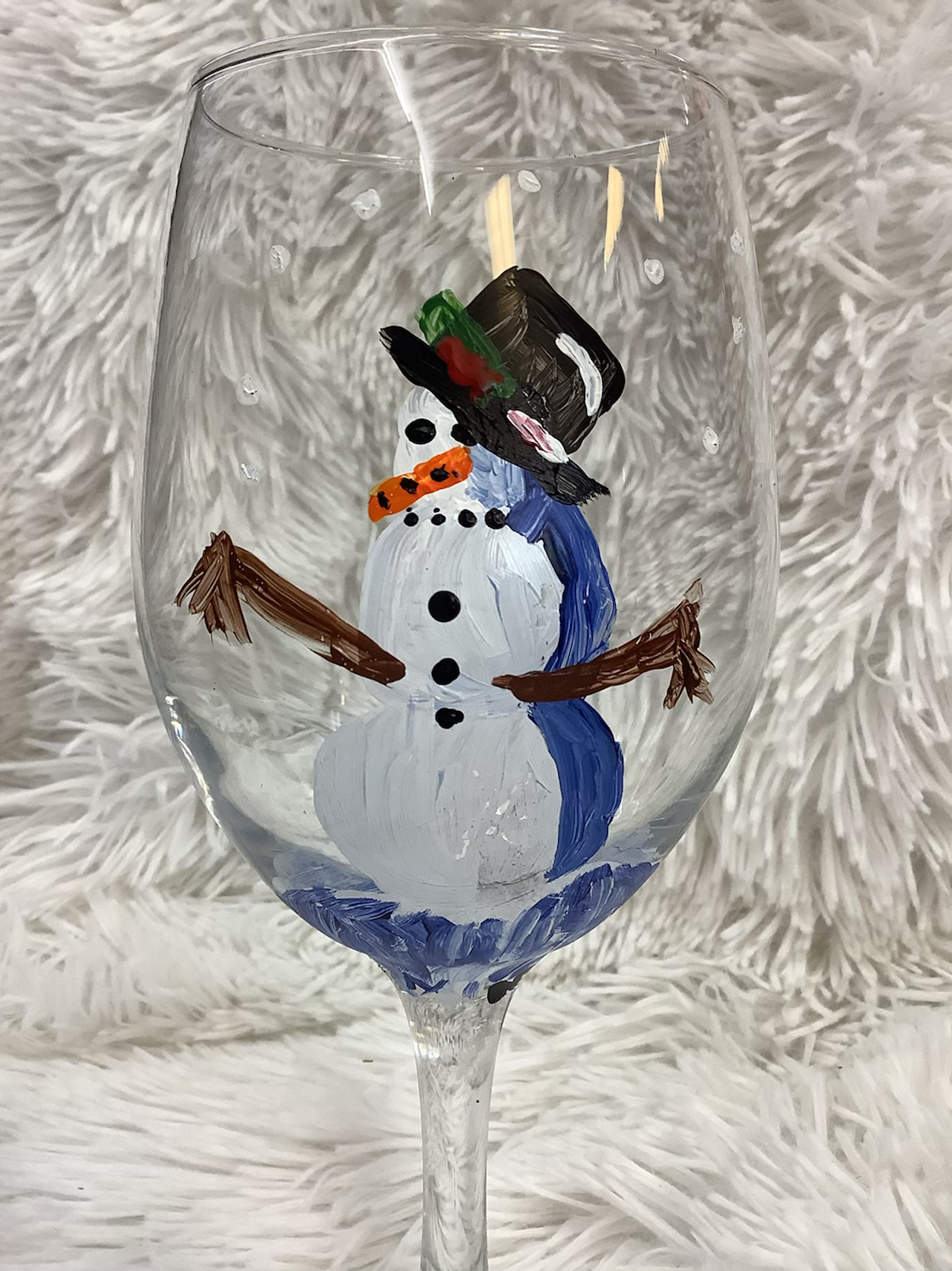 Hand painted snowman glass image 3