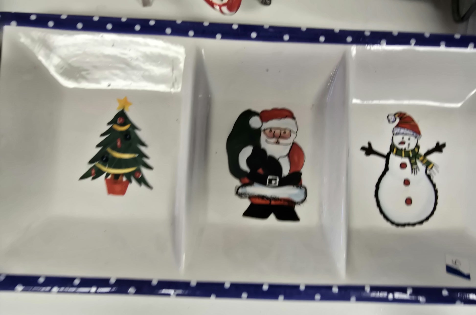 3 compartment Christmas decorative serving platter image 1