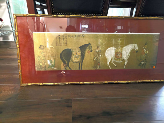 Han Kan horses oriental wall art 21x49 image 1
