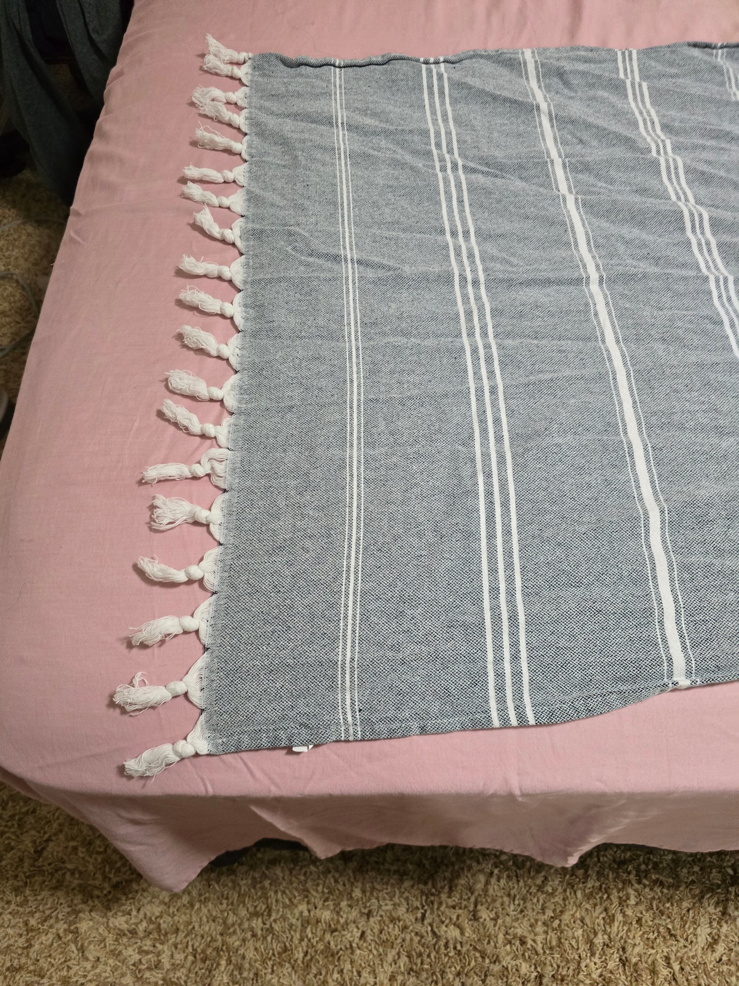 Scarf/throw stripped blue/gray 58x28 image 2