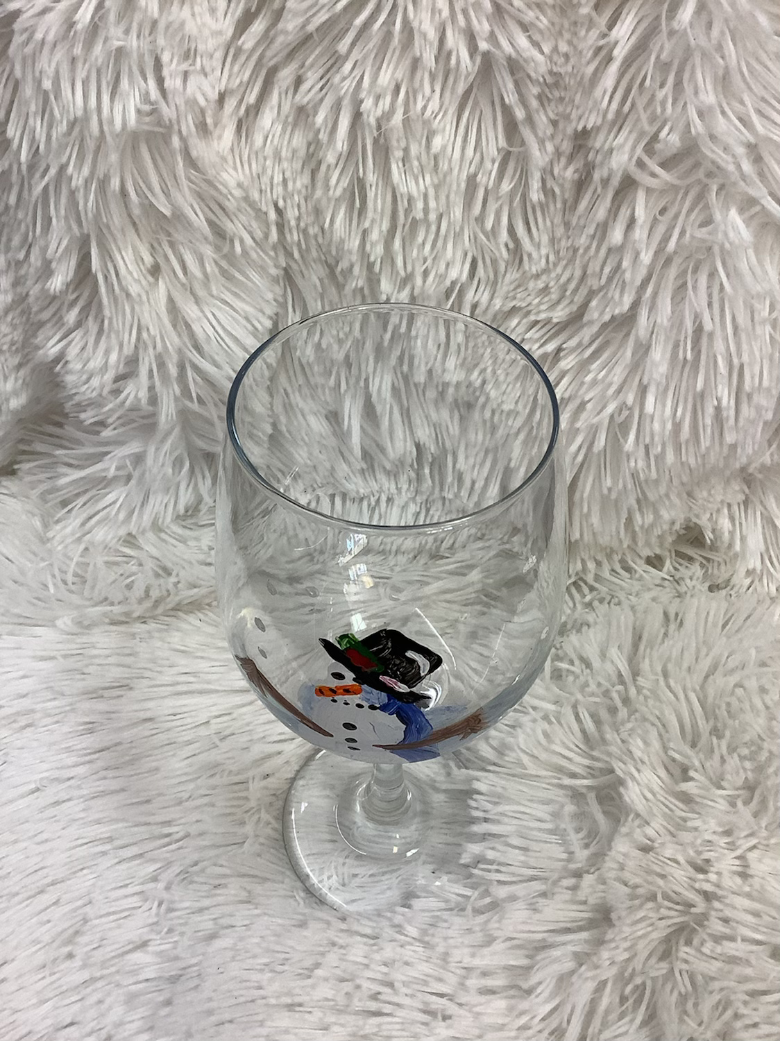 Hand painted snowman glass image 2