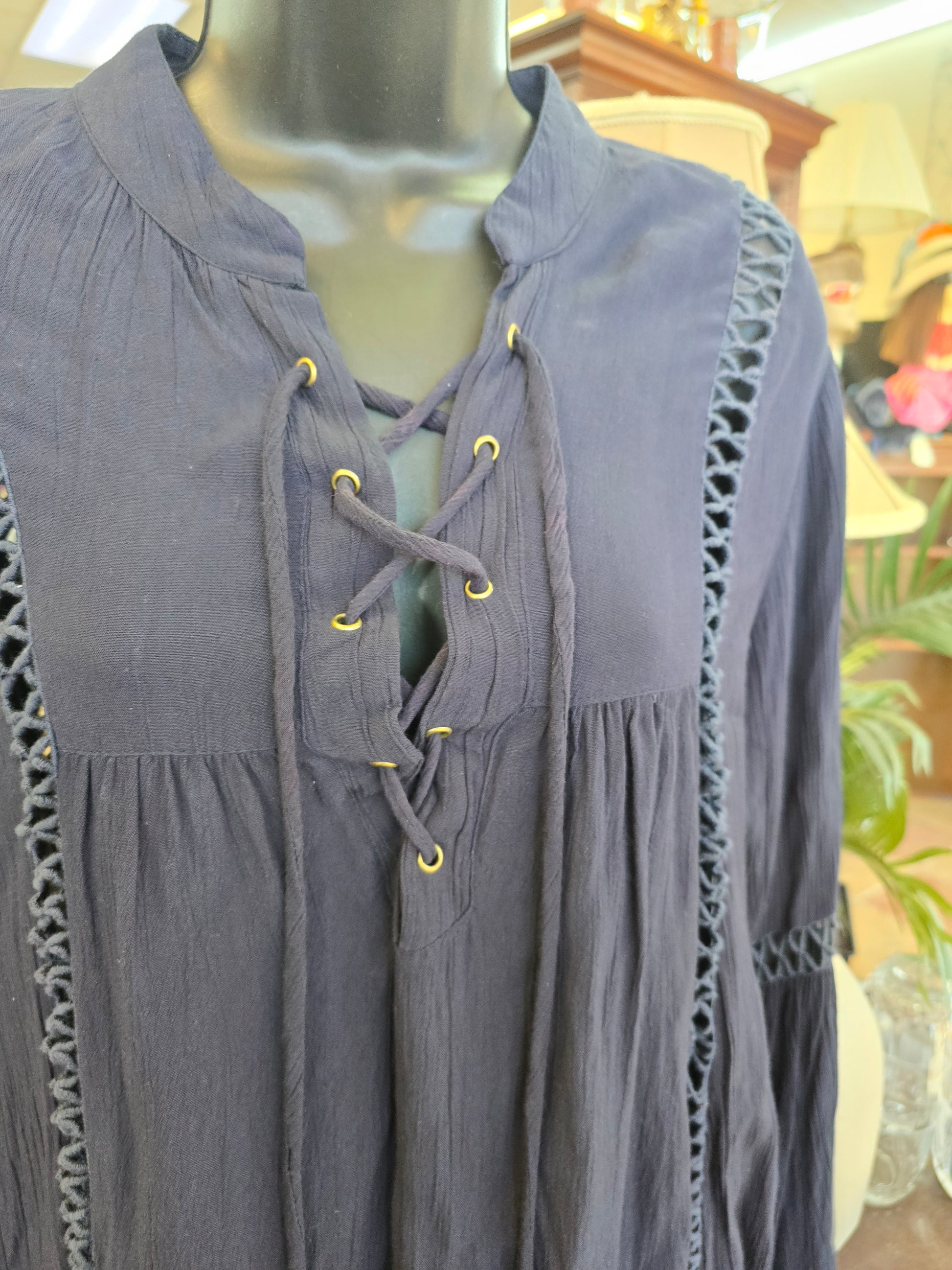 Blue long sleeve blouse size L image 4
