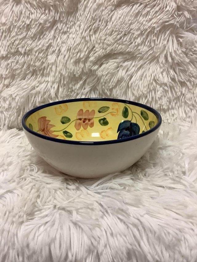 Floral Yellow Bowl(small Cracks Inside And Outside The Bowl) image 4