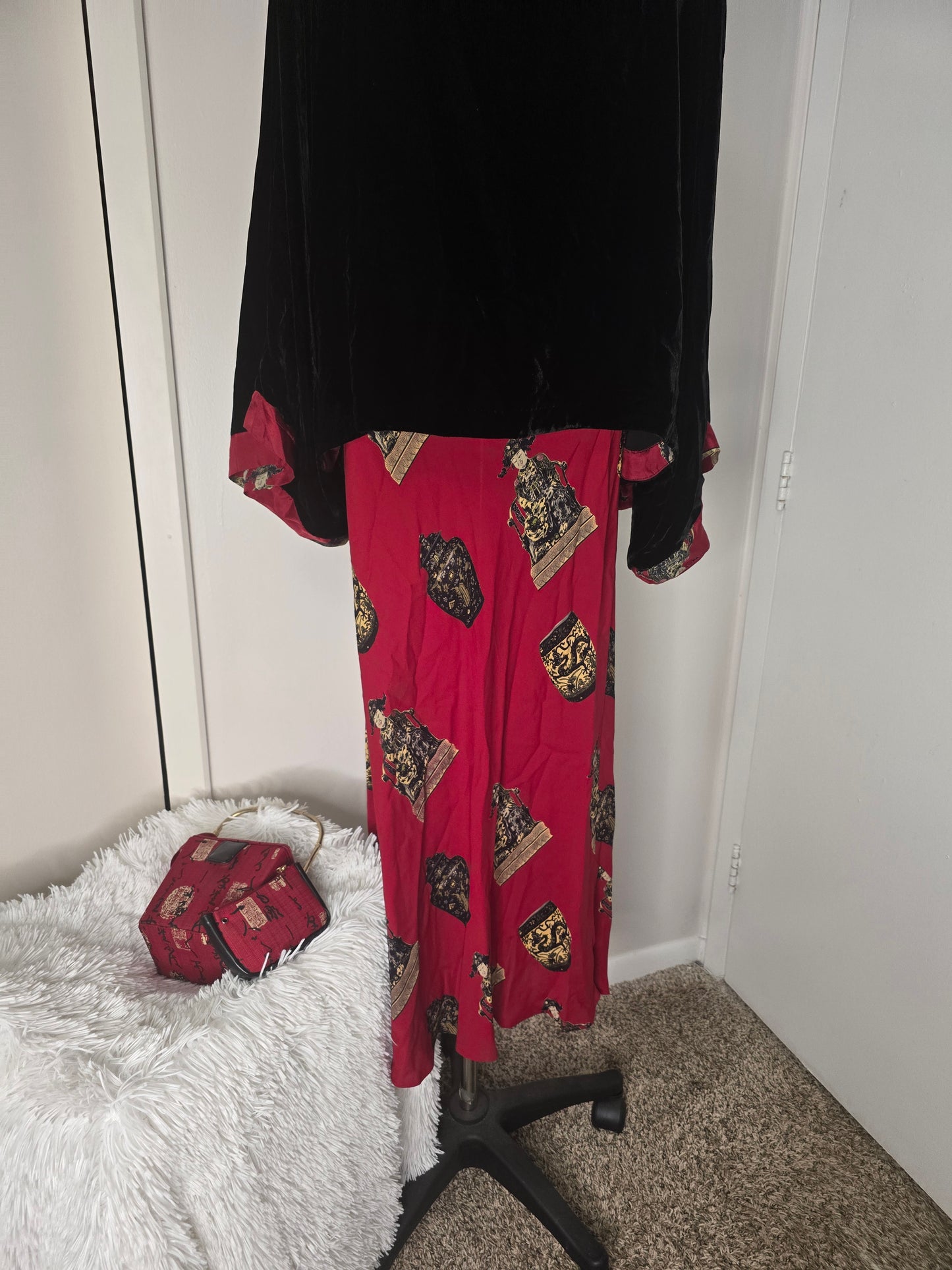 Vintage Asian-Inspired Handbag & Coin Purse Set image 6