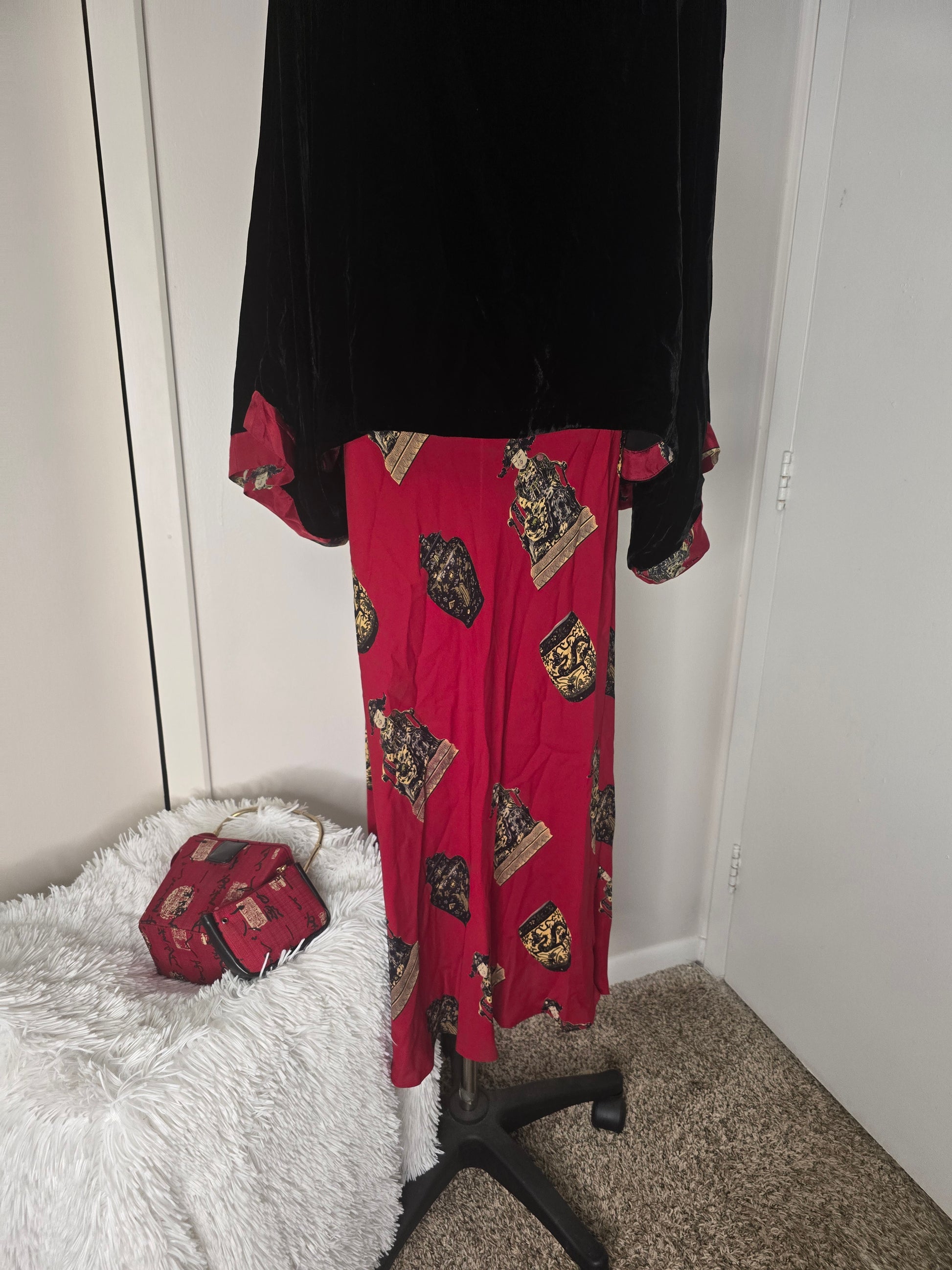 Vintage Asian-Inspired Handbag & Coin Purse Set image 6