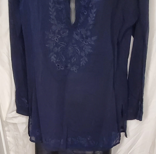 J crew blue crochet blouse size medium image 0
