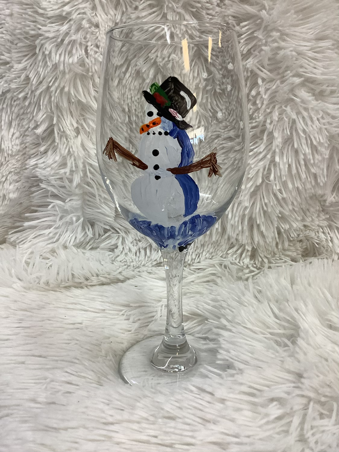 Hand painted snowman glass image 0