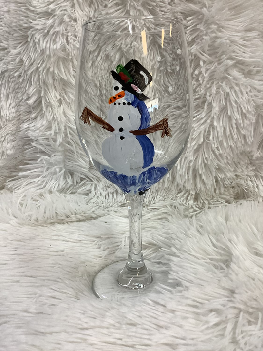 Hand painted snowman glass image 0